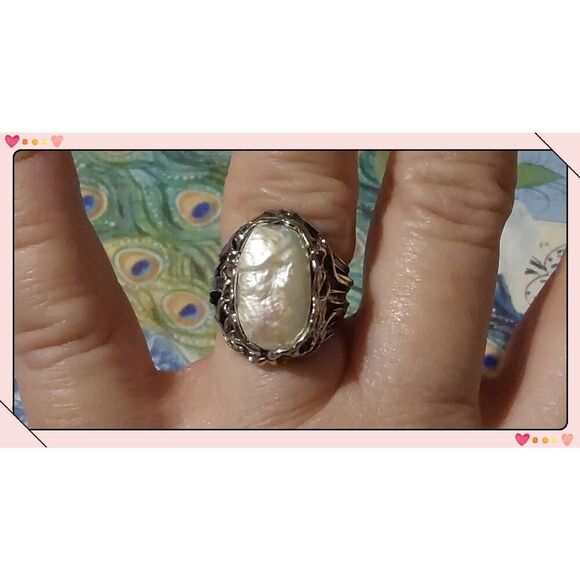NEW Ross-Simons 20-23 mm Baroque Pearl Gemstone Ring in Sterling Silver Sz 8 - Picture 3 of 6